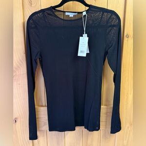 VINCE Sheer Long Sleeve Layering Top (Black) – Size M – NWT